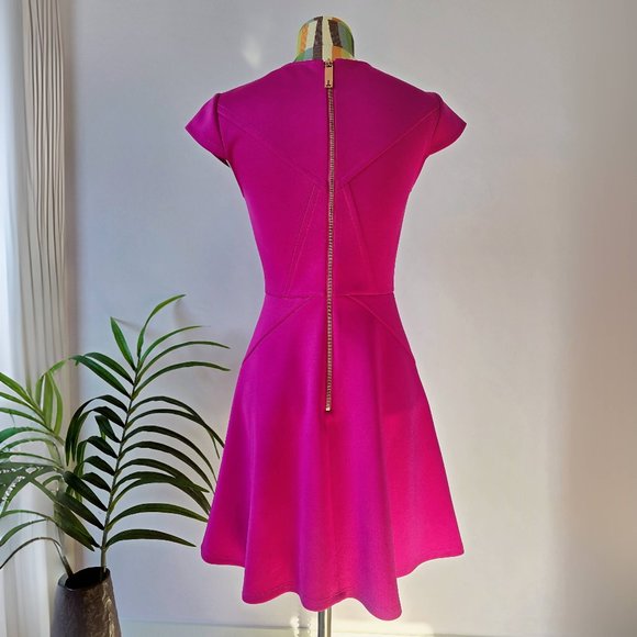 Ted Baker London Women's Barbie Hot Pink Crew Neck A-Line Dress Size US4 - Picture 2 of 6